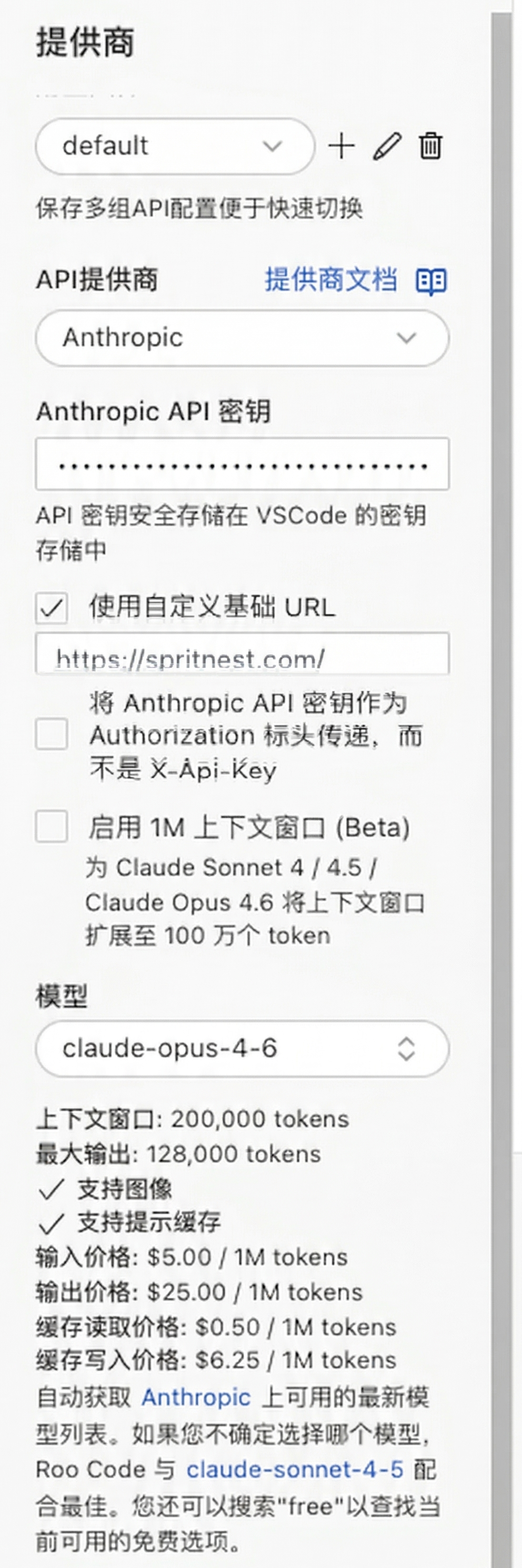 Roo Code 配置截图